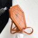 thumbnail image 3 of Bolso gótico de telaraña para mujer, ataúd de cuero PU para fiesta de Halloween, color naranja, 3 of 8