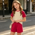 thumbnail image 5 of NAISIBABY Girls Boys Outfit Sets, Raglan Short Sleeve T-Shirt and Shorts 2-Piece Summer Active Casual Clothes Red Size 10, 5 of 8
