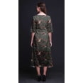thumbnail image 3 of Bimba Coton Gris Feuilles Sèches et Chardonneret Doré Imprimé Robe Droite Asymétrique pour Femmes avec Poches Décontractée Mi-Longue-XX-Grand, 3 of 4