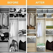 TESPERT 3-Pack Large Storage Baskets Set - Collapsible EVA Organizer Bins with Handles for Shelves, Nursery, Office (13.8x9.8x6.7) - Space Saving & Multi-Purpose, White & Grey