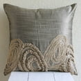 thumbnail image 2 of Pillow Case, Silver Pillow case, Jute Swirls Pillow Cover, 14x14 inch (35x35 cm) Pillow Cover Decorative, Square Silk Throw Pillow Cover, Geometric Contemporary Throw - Silver Jute, 2 of 6