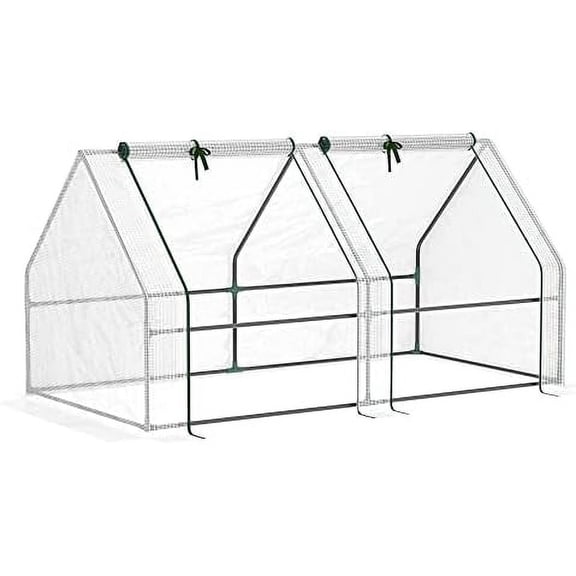 6' x 3' x 3' Mini Greenhouse with Zippered Doors & Roll-up Windows, Portable Plant Hot House with Durable PE Cover, Water Resistant, UV Protected for Outdoor Flowers, Vegetables, White