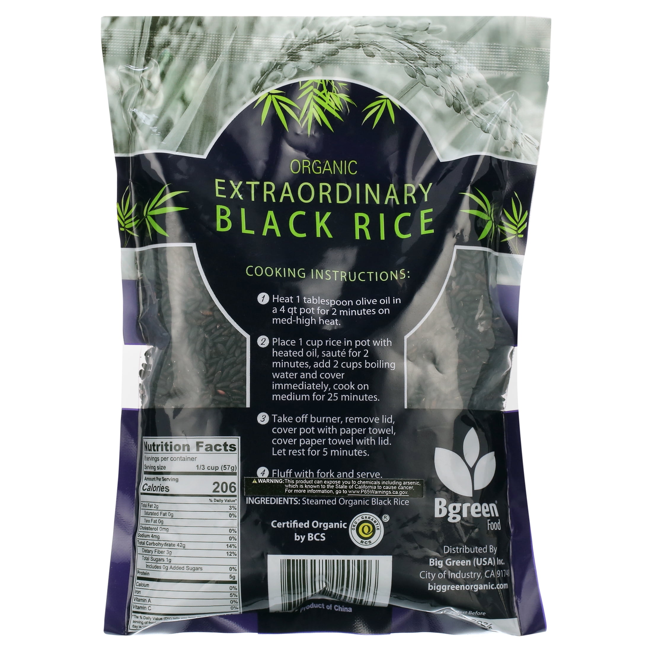 Bgreen Food- Organic Extraordinary Black Rice, 1 lb