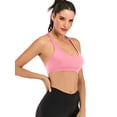 thumbnail image 2 of Women's Seamless Strappy Crisscross Back Comfort Sports Active Fashion Bra Top Yoga Bra Pink/Black/Purple, 2 of 7