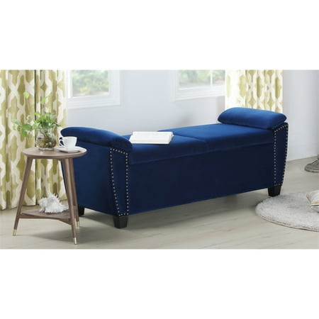 Jolene Storage Bench Nailhead Accent Navy Blue Walmart Canada