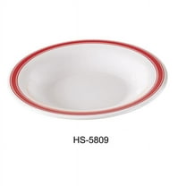 Yanco HS-5809 9.25 in. 13 oz Houston Pasta Bowl - Melamine, White & Red Rim - Pack of 24