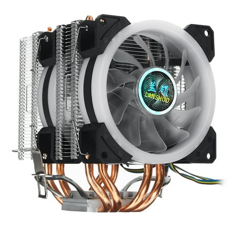 Twin-Tower RGB CPU Air Cooler 4 Heatpipes, Dual 90mm Colorful RGB Fans For LGA 775/1155/1156/1150/1366