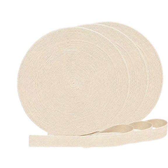 Mioerouu 3-pack 100% Natural Cotton Twill Tape, 1 Inch x 10 Yards Beige Herringbone Ribbon for Sewing, Edge Binding, Dressmaking & DIY Crafts
