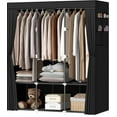 thumbnail image 2 of Portable Closet Portable Closets Hanging Clothes 3 Hanging Rods 6 Storage Shelves 4 Side Pockets Black Wardrobe Closet Easy Assemble Strong Stable, 2 of 7