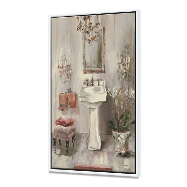 French Bath La baignoire I - Traditional Bathroom Framed Canvas