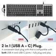 thumbnail image 2 of Macally Wired Keyboard for Mac with USB Hub (2X USB-A / 1x USB-C) - Space Gray, 2 of 7