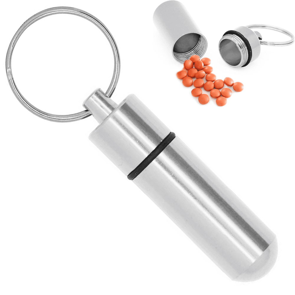 Pack of 3 Silver Waterproof Pill Box Case Bottle Aluminum Container Keychain 