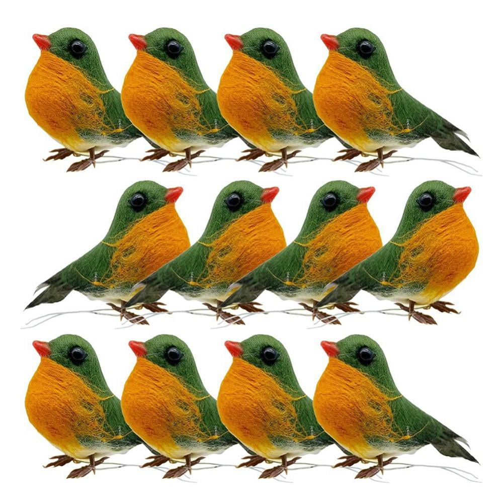 12 Pcs Red Birds Cardinal with Wire on Christmas Tree Decoration