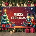 thumbnail image 3 of Red Theme Christmas Banner Christmas Tree Design Merry Christmas Banner Nutcracker Decor Gold Star Xmas Banner for Christmas Party Holiday Decoration Indoor Celebration, 3 of 9