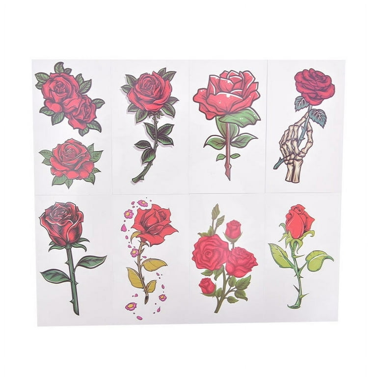 Lot Colorful Fake Temporary Tattoos Stickers Waterproof Rose - Temu