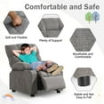 thumbnail image 6 of JONPONY Kids Recliner Chair,Push Back Toddler Recliner with Cup Holders & Side Pockets,Adjustable Footrest & Headrest Kids Sofa for Boys Girls 3+ Age Group, Grey, 6 of 10