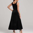 thumbnail image 6 of OSFVNOXV Black Velvet Dress for Women Sleeveless Tank Standard Straps Square Neck Bodycon Ruffle A-Line Maxi Dress, 6 of 6