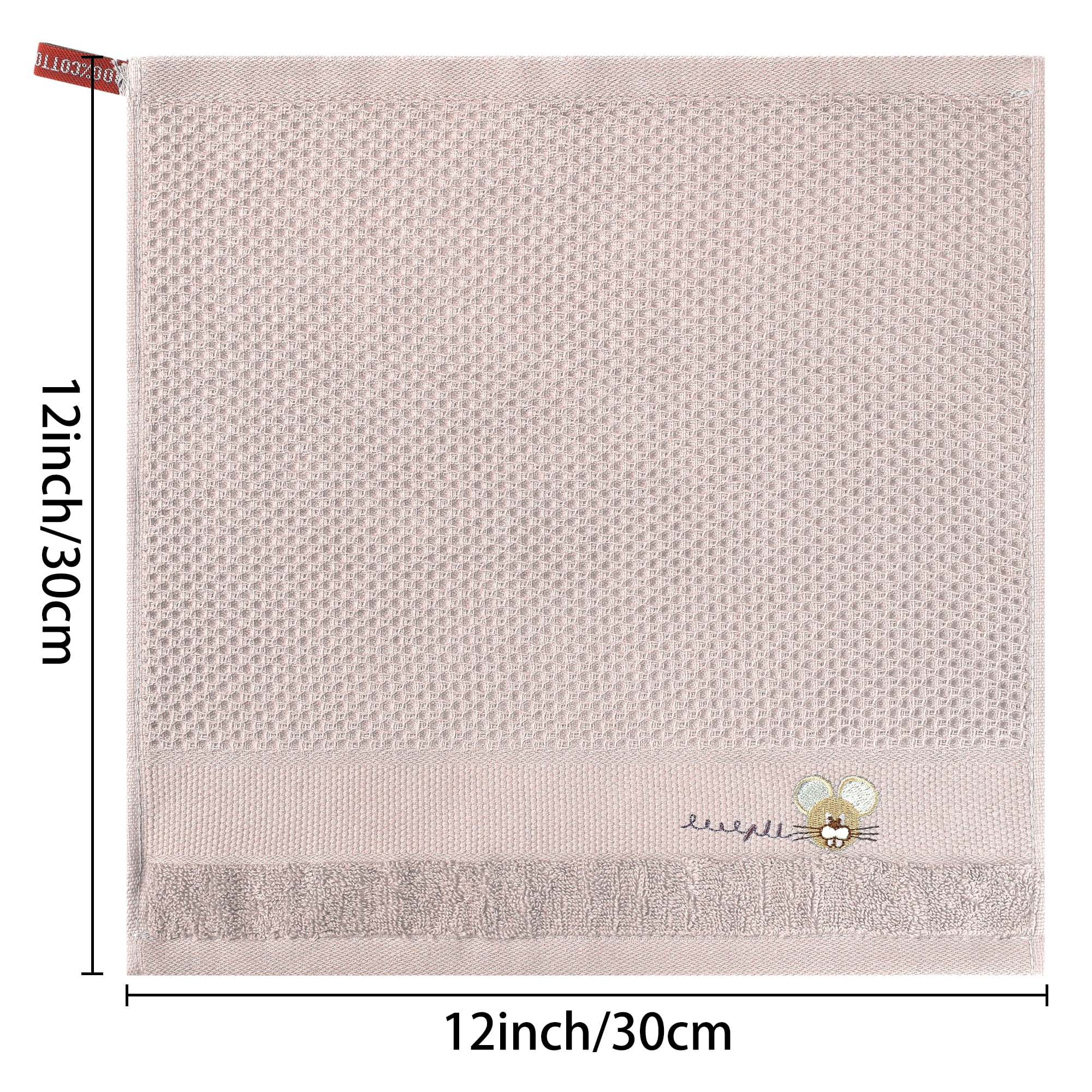 Unique Bargains Cotton Cleaning Cloth 6 Pack Cleaning Rag Solid Soft Kitchen Towels Pink 12" x 12"