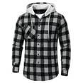 thumbnail image 5 of LYSMORA Mens Plaid Button Down Hooded Shirt Long Sleeve Chest Pocket Casual Outdoor Hoodie Shacket, 5 of 5