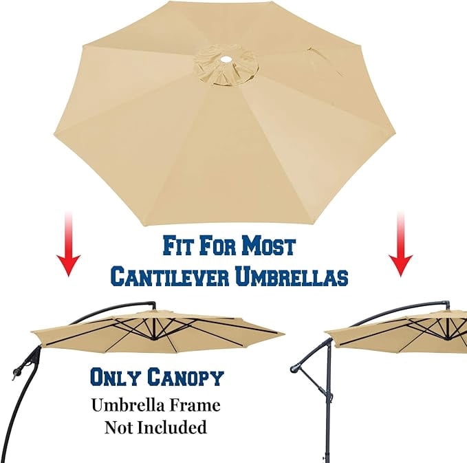 9ft Umbrella Top Cover Only Canopy 8rib Patio Replacement Canopy Outdoor (Canopy Only)