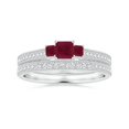 thumbnail image 4 of ANGARA Natural Aeon Square Ruby Three Stone Engagement Ring with Milgrain in 14K White Gold for Women (Size-3.5mm) | July Birthstone, Anniversary, Jewelry Gift for Women | Natural Ruby Ring, 4 of 10