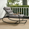 thumbnail image 2 of Uforic Oversized Patio Rocking Chair with Soft Thick Cushion, Steel Outdoor Lounge Rocker Chair with Textilene Handrail and Footrest - Black, 2 of 10