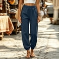 thumbnail image 5 of Hurxie Women's High Waisted Sweatpants Workout Active Joggers Pants Baggy Lounge Bottoms Navy,M, 5 of 6