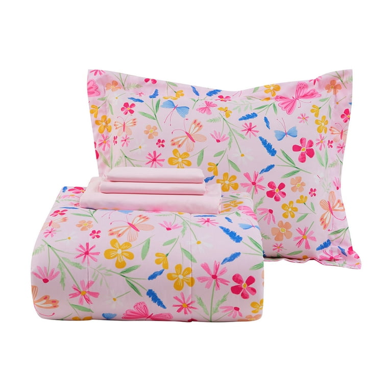 Your Zone Piece Pink Wildflower Polyester Bedding Set for Girls - Main Image