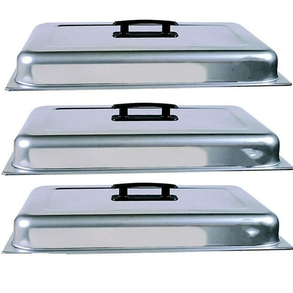 3 PACK - Full Size Solid Dome Stainless Steel Steam Table/Hotel Pan Cover Lid