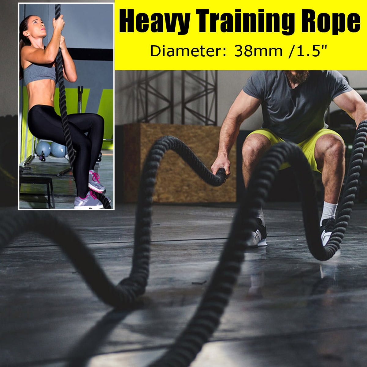 38mm Battle Gym Rope 15M Heavy Fitness Training Rope Women Men Indoor Outdoor 