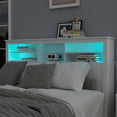 thumbnail image 4 of MONSLIPA Bookcase Headboard with LED Light and Remote, Wood Full Queen Bookcase Headboard with Storage Shelf White, 4 of 5