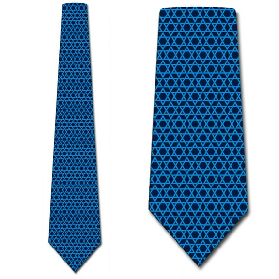 Star of David Ties Mens Religious Blue Necktie by Three Rooker