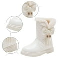 thumbnail image 5 of Girls Boots Girls' Autumn And Winter Snow Boots Thick Soles Non Warm Comfortable Solid Color Bow Boots White 9 Years-9.5 Years, 5 of 9