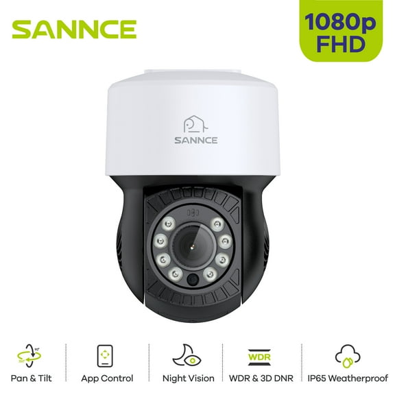 SANNCE PT Dome 1080P 2MP 1-Channel CCTV Security Camera with Night Vision, 1PCS