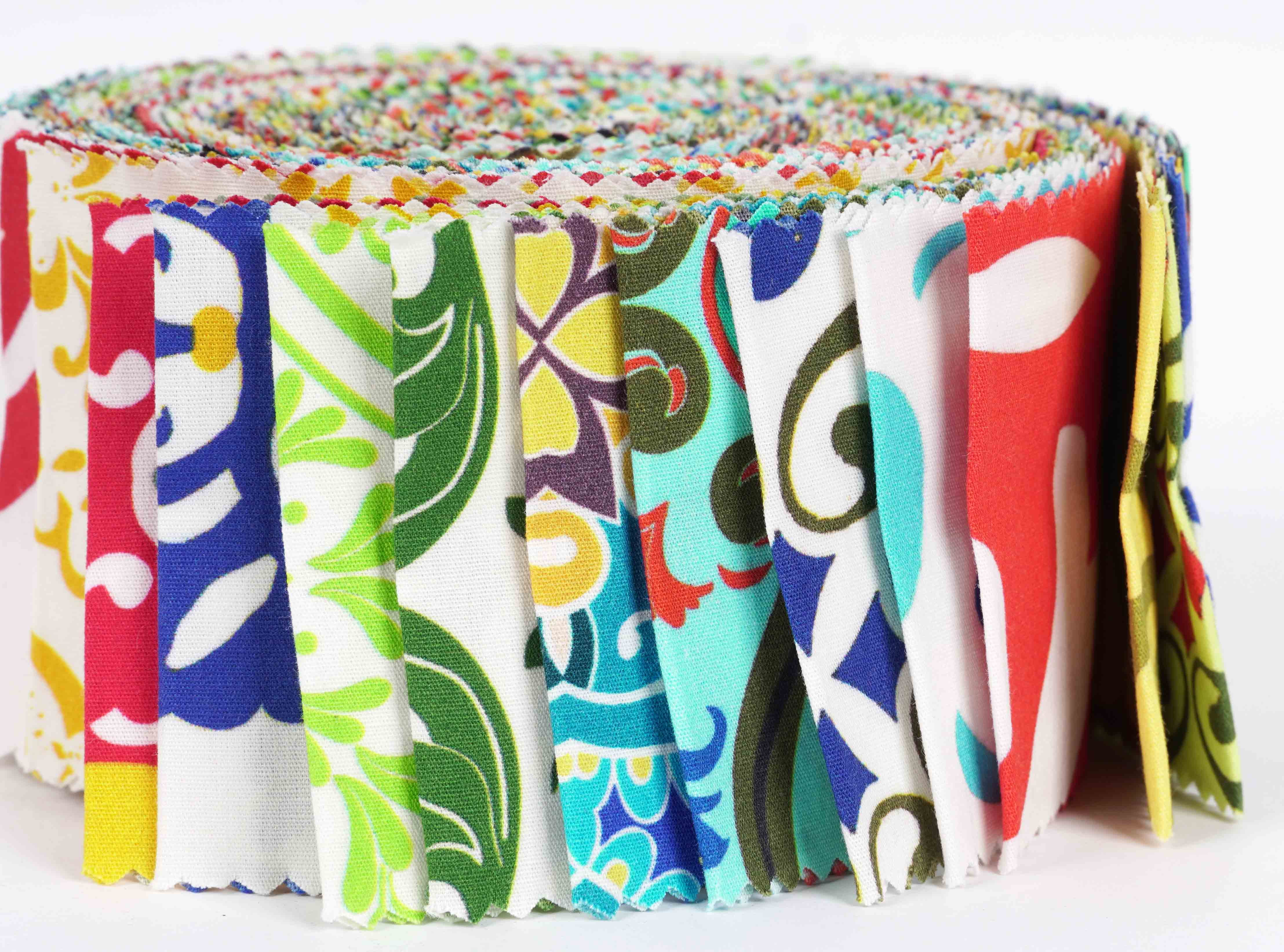Soimoi 40Pcs Motifs Print Cotton Precut Fabrics For Quilting Craft Strips 2.5x42 inches Jelly Roll - Multicolor