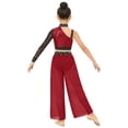 thumbnail image 2 of Miutii Girls Sequins Rhinestones Lyrical Dance Colored Block Outfit Jazz Performance Set Top with Pants Burgundy 14, 2 of 6