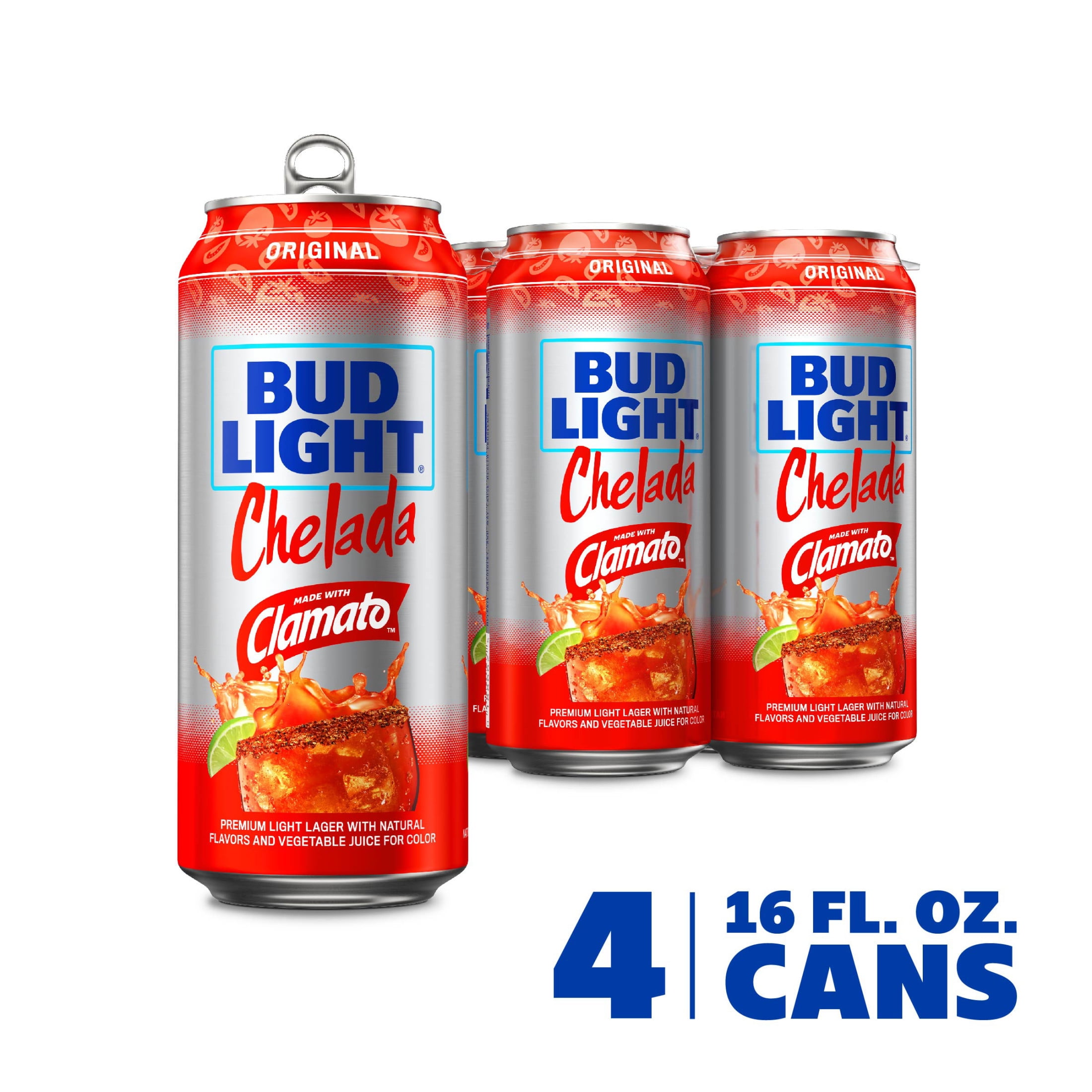 Bud Light Original American Chelada Beer 4 pack 16 fl oz Aluminum Cans 4.2% ABV