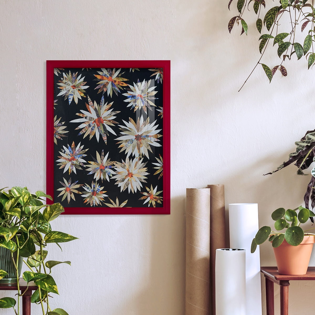 Starburst Too II - Framed Print w/glass - Cherry Red