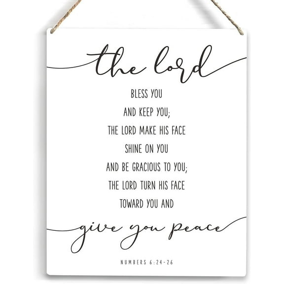 The Lord Bless You And Keep You Bible Verse Wood Sign Rustic Numbers 6:24-26 Wooden Hanging Plaque For Home Office Wall Art Decoration 8 X 10 Inches Present