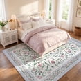 thumbnail image 5 of Lahome Washable 8'x10' Area Rug, Purple Vintage Floral Rugs for Living Room, Soft Non-Slip Low Pile Large Carpet for Bedroom Nursery, Boho Farmhouse Dining Room Decor, Purple, 5 of 11