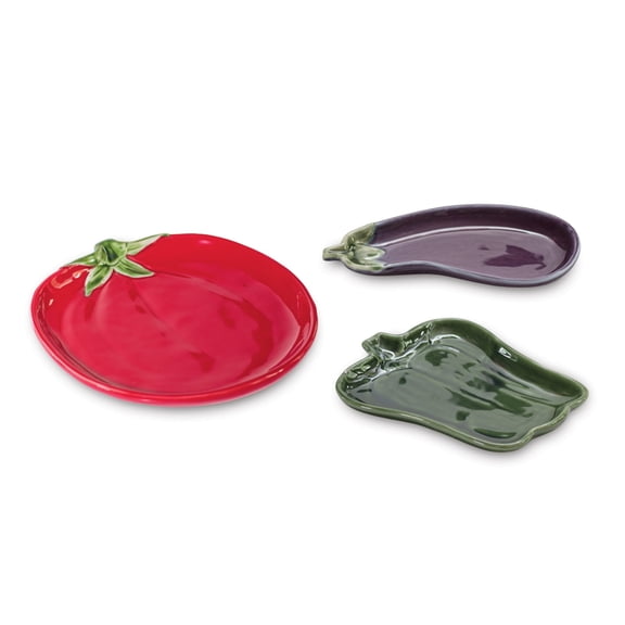 Melrose Ceramic Vegetable Decorative Plates - 7" - Set of 3