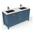 thumbnail image 2 of Castello USA 60"Yamyam Blue Vanity Set with White Marble Ceramic Top Black Sink, 2 of 7