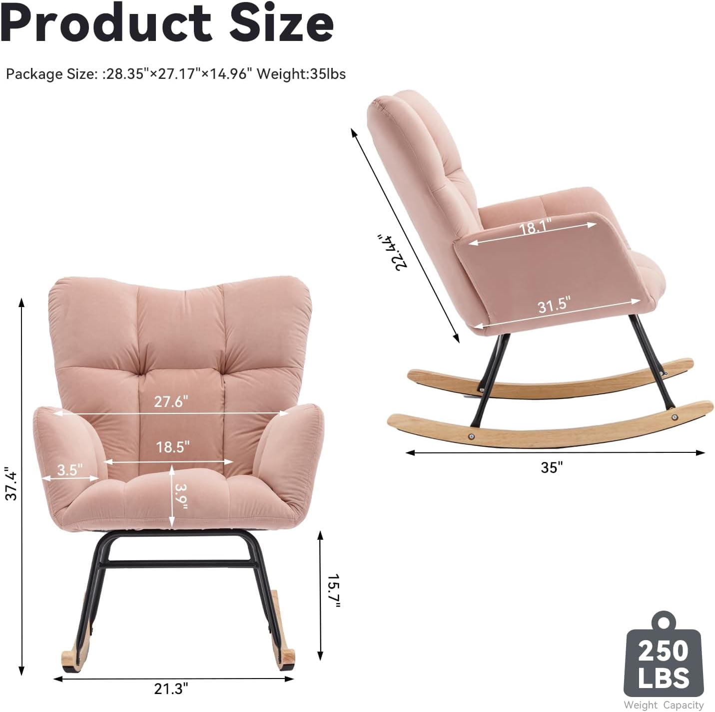 Rocking Chair Nursery Teddy Upholstered Glider Rocker High Backrest Nursery Rocker Comfortable Stylish Accent Armchair for Living Rooms Bedrooms Offices