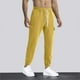 thumbnail image 4 of Pantalones largos para hombre, lisos, informales, con cintura elástica y bolsillos, deportivos, 4 of 9