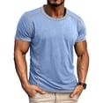 thumbnail image 3 of Rvwovn Men's Contrast Stitch T-Shirt, Casual Short Sleeve Crew Neck Slim Fit Tee Summer Daily Top, 3 of 7