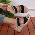 thumbnail image 5 of hopeusnice Women's Espadrille Wedge Sandals Summer Open Toe Buckle Strappy Platform Wedge Shoes Comfortable Slip On Wedge Slides Black 40, 5 of 7