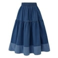 thumbnail image 3 of Women's Plus Size Stretchy Waist Casual And Versatile Denim Skirt With Tassle Hem Fashionable And Comfortable High Low Hem Design Hot Tennis Skirt Tennis Skirt for Women Checke Skirt Tight Hoop Skirt, 3 of 3