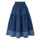 thumbnail image 1 of Falda vaquera elástica de talla grande con flecos en el dobladillo - Diseño asimétrico, estilo informal y versátil, tejido resistente, cintura elástica - Tallas S-L, 1 of 3