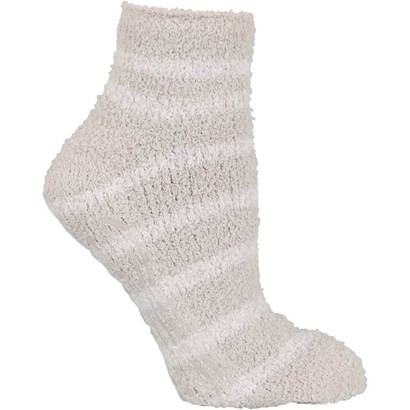 Women's Soothing Spa Gripper Low Cut Socks 2 Pair Pack - Lavender & Vitamin E Infused, Cozy Comfort, Grey,