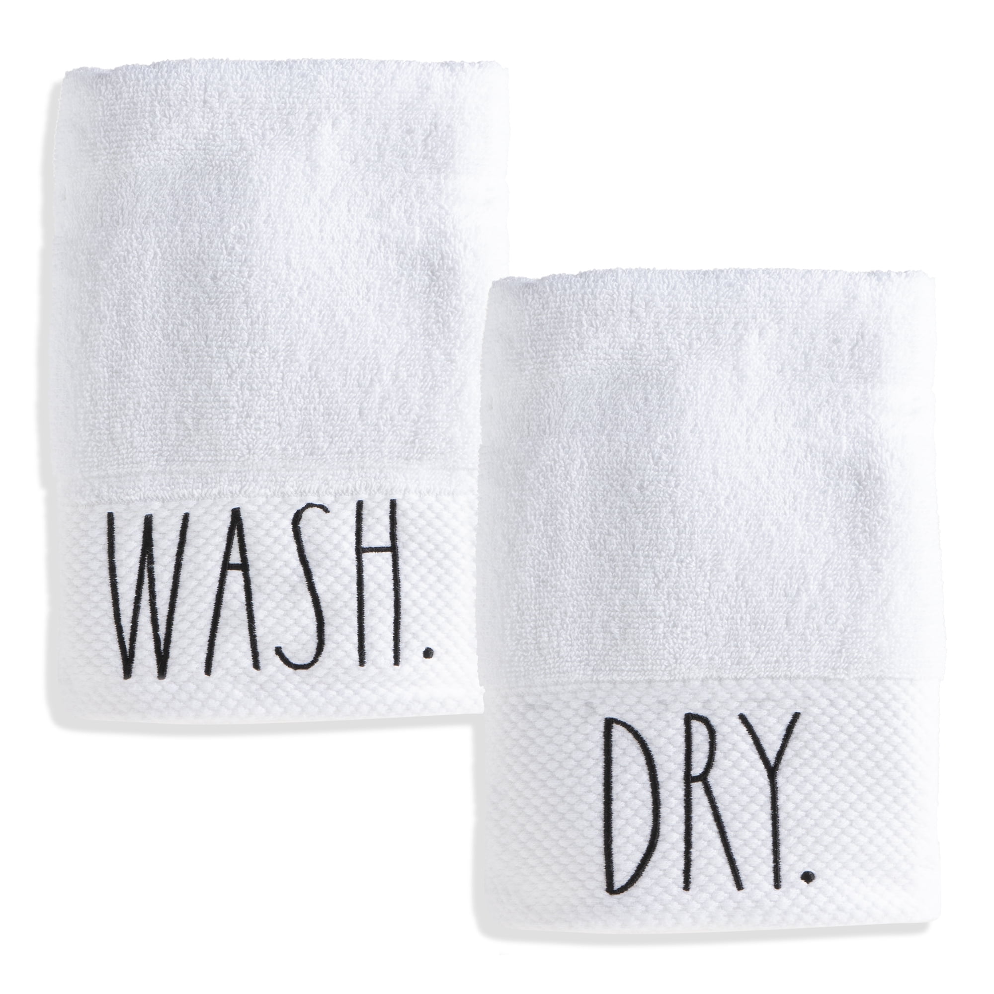 Rae Dunn Hand Towels, Embroidered Decorative Kitchen Towel for Kitchen and Bathroom, 100% Cotton, Highly Absorbent, 2 Pack, 16x2